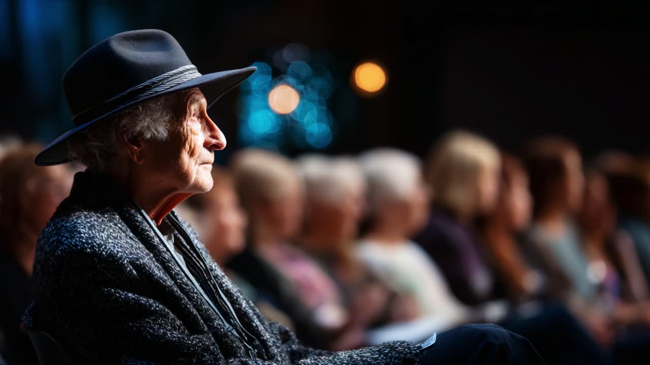A Thoughtful Elder in a Hat Contemplating Life Amidst a Crowd of Engaged Individuals at a Gathering, Capturing Moments of Reflection, Connection, and Shared Experiences