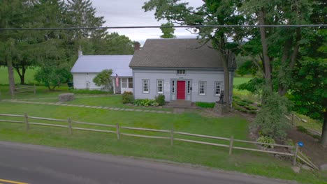 descending drone shot of the joseph knight sr home in mormon history