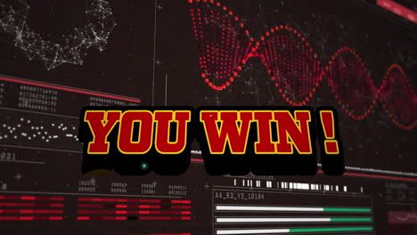 animation of you win text over digital interface