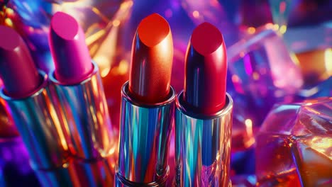 close-up of colorful lipsticks