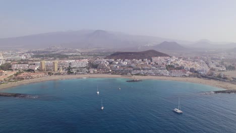 aerial view of ships sailing alone the cost of tenerife, canary islands, spain