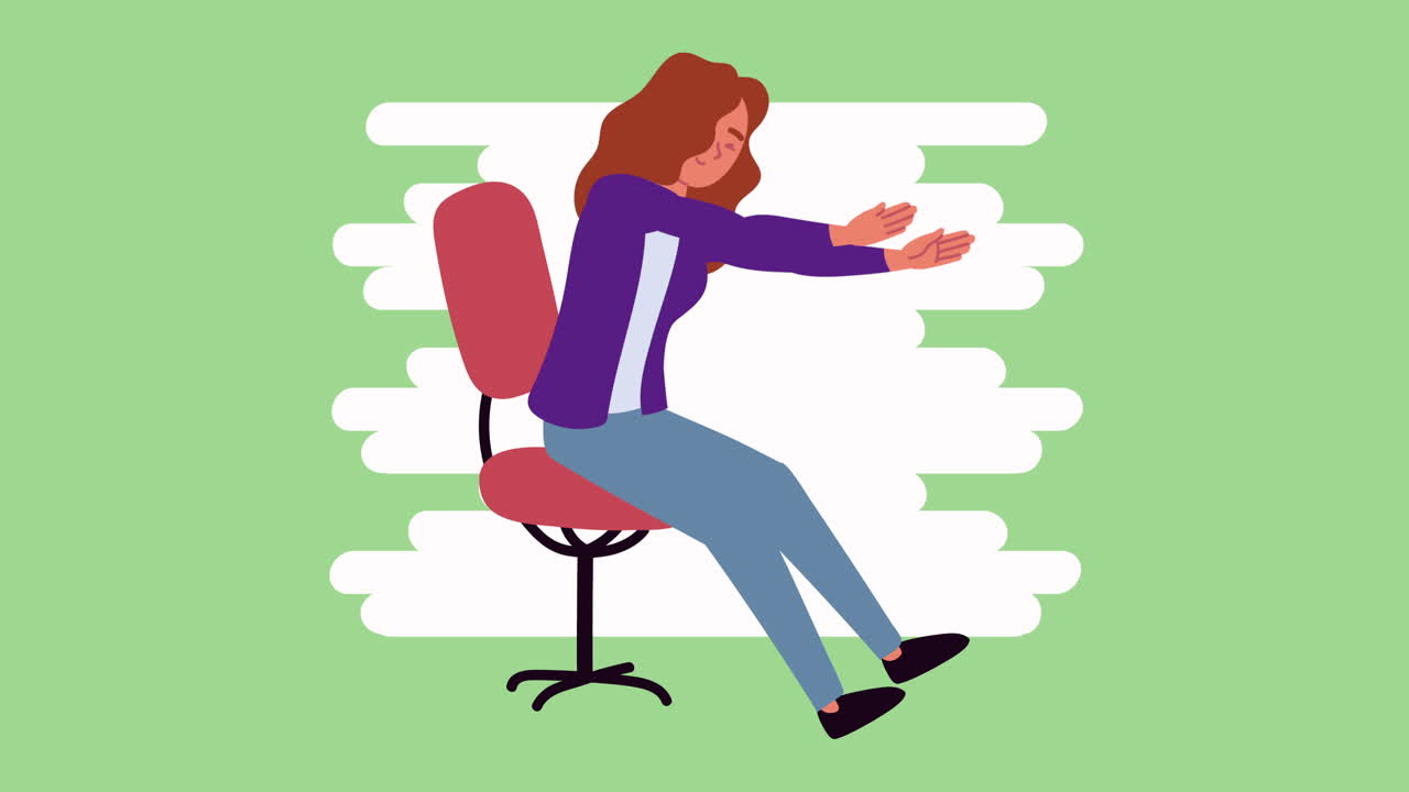 의자 에 앉아 활발 한 휴식 을 하는 여자