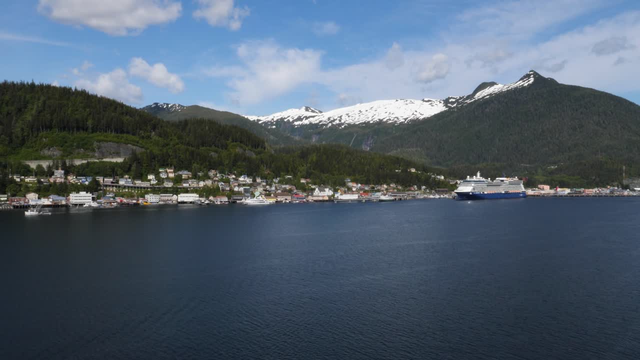 Ketchikan, Alaska seen from Tongass Narrows in a sunny summer day