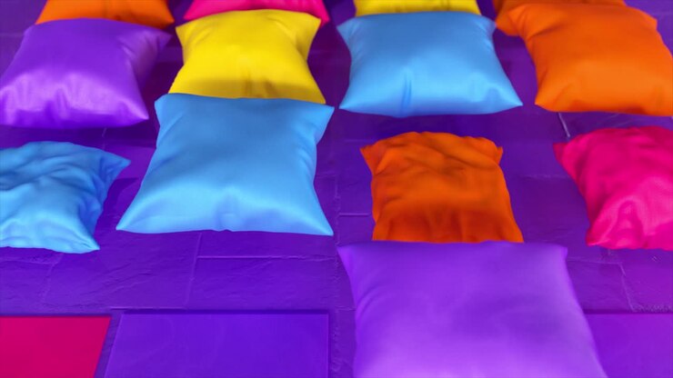 Colorful Pillows on a Purple Surface