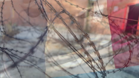 barbed wires against france flag