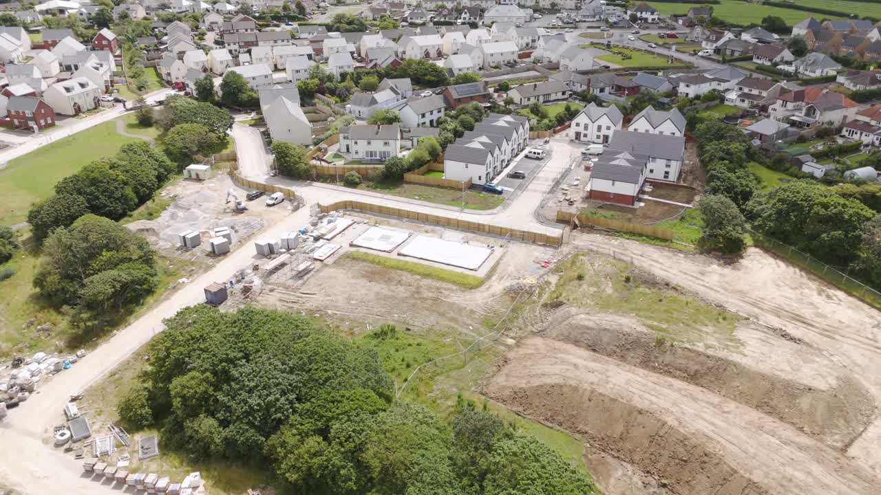 Aerial view of a new housing development under construction