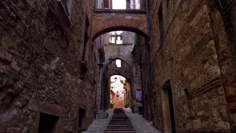 narrow medieval street in narni called via del campanile