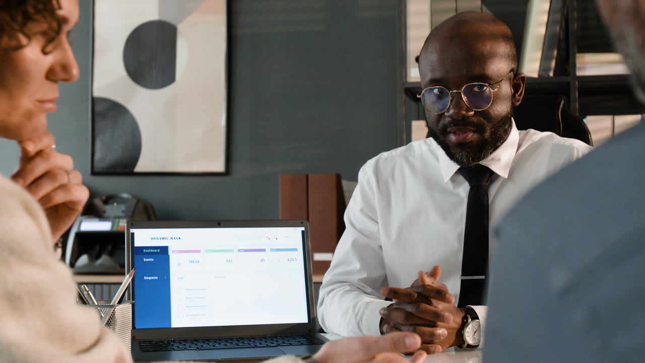 Business Meeting in a Modern Bank Office