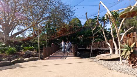 los visitantes exploran el sendero panorámico del zoológico de melbourne