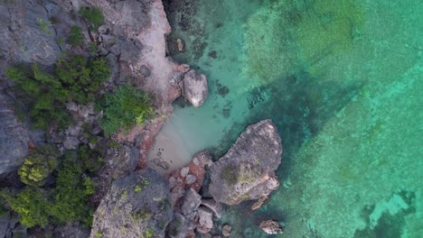 National-park-of-Jaragua-with-tropical-plants,-clear-water-of-sea-and-rocky-coastline