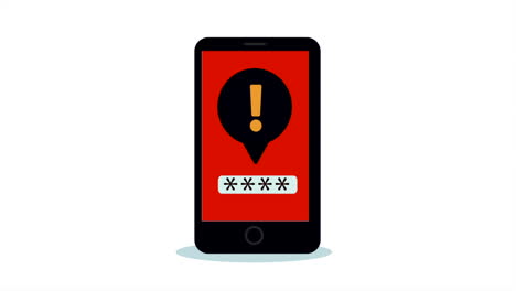 smartphone with alert symbol animation