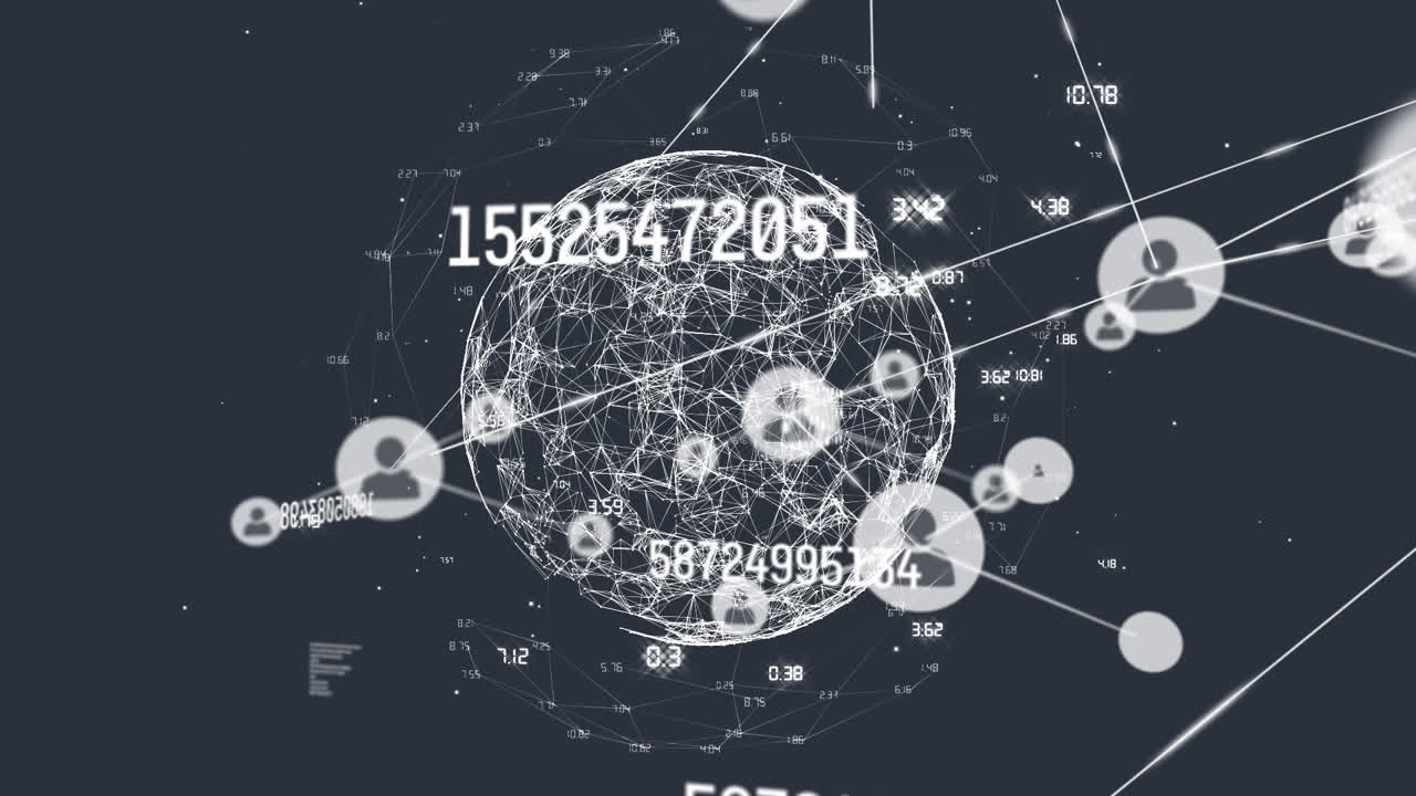 프로필 아이콘 네트워크의 애니메이션 및 연결 네트워크의 전 세계에 걸쳐 변하는 번호