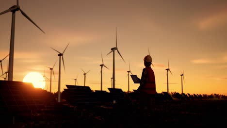 renewable energy technician at sunset