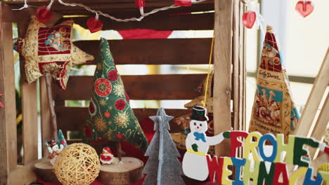 christmas crafts in wooden crate