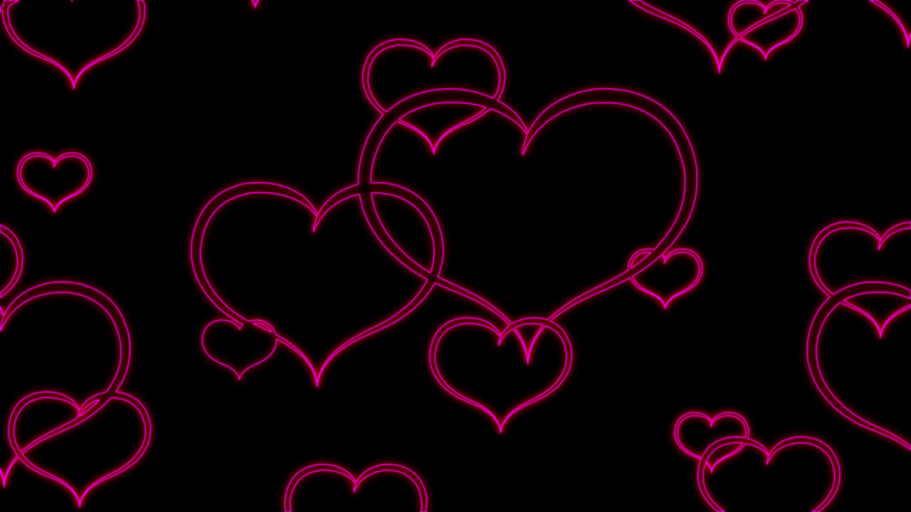 밝은 네온 심장 기호의 원활한 애니메이션 - 행복한 발렌타인 데이를위한 디자인 요소 - 인사 카드, 배너, 사인보드, 4k 비디오 클로즈업