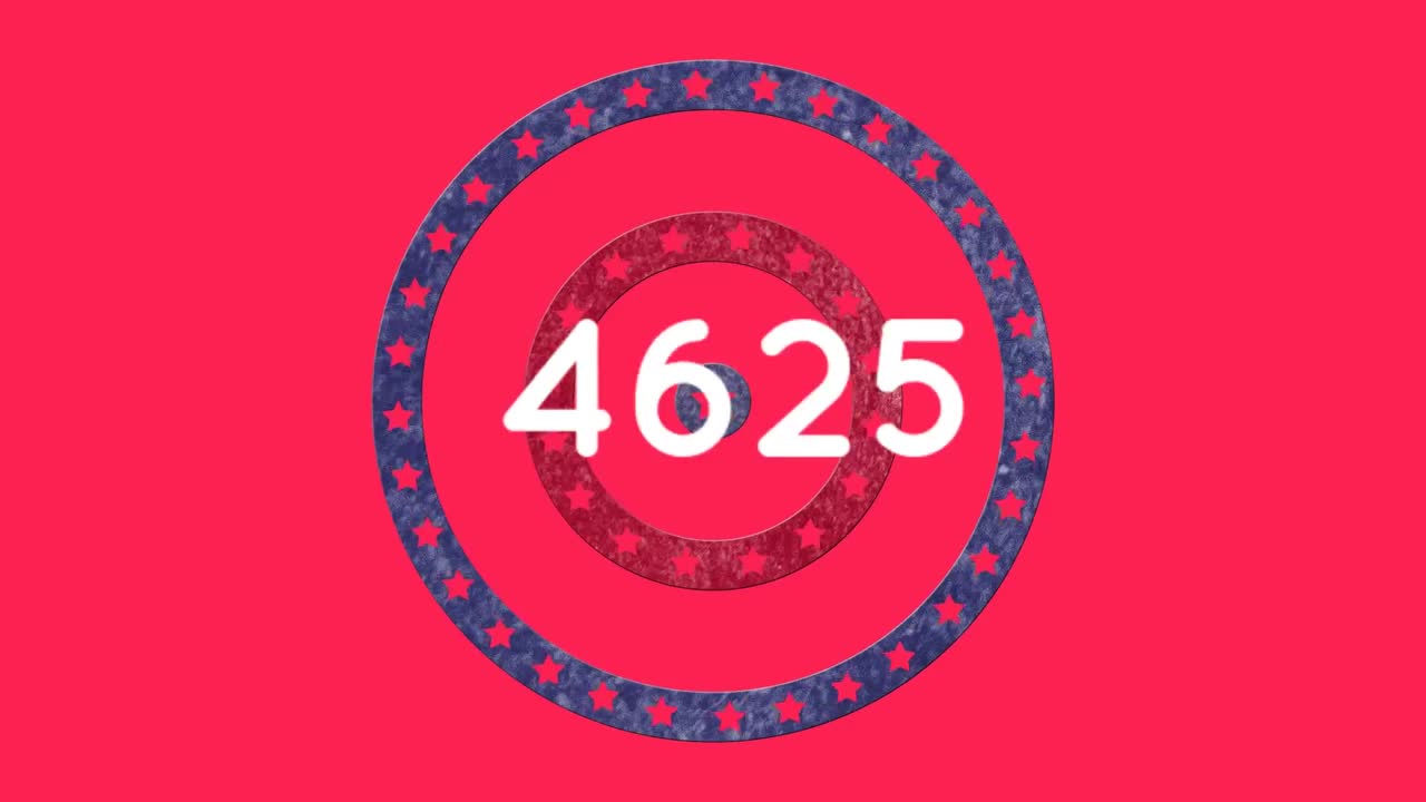 animación de números que crecen sobre las estrellas de la bandera estadounidense y coloreados en círculos