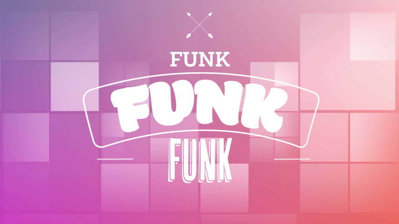 Animazione del testo 'funk' su sfondo rosa