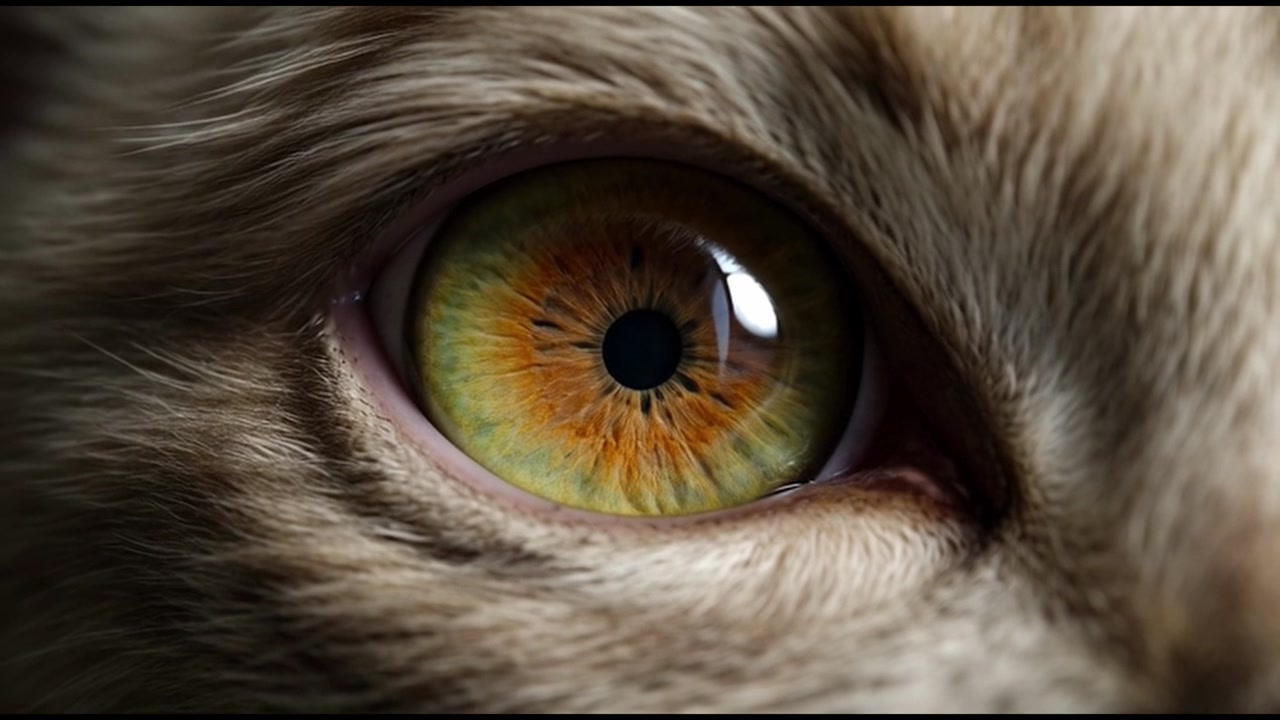 Primo piano estremo di un occhio di gatto che ammicca