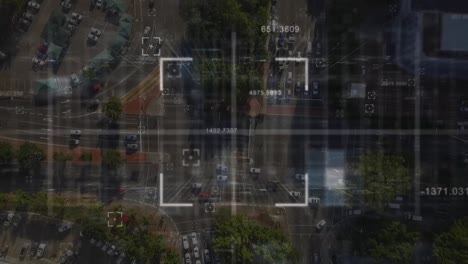 Animation-Des-Umfangs-Und-Der-Datenverarbeitung-über-Dem-Stadtbild