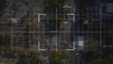 animation of scope and data processing over cityscape