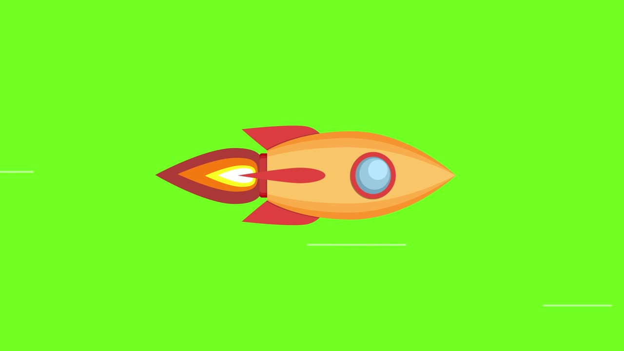 Cartoon rocket ship flying up