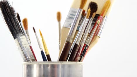 close-up of various paint brushes