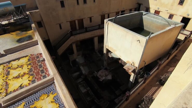 Concia della pelle nelle concerie di Fes
