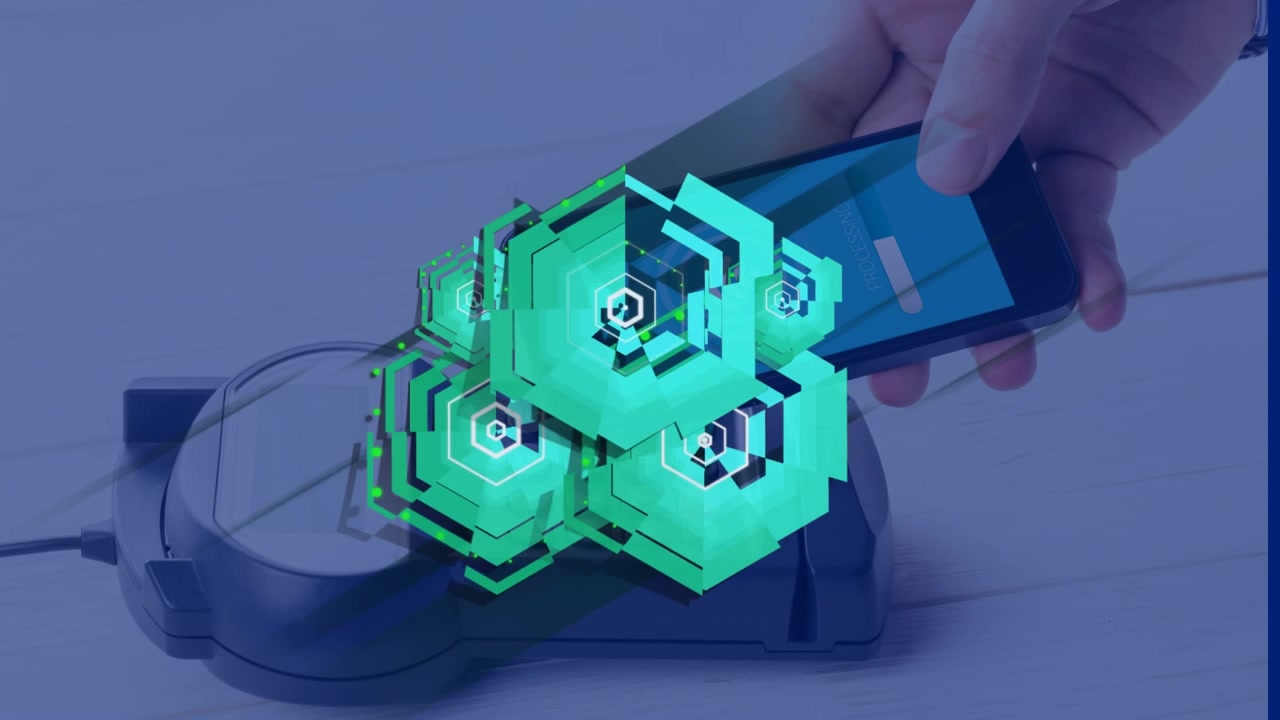 Animation of shapes over hand paying with smartphone