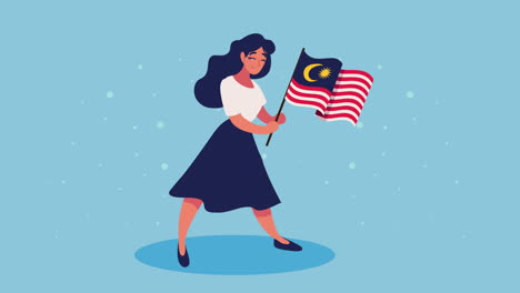 mujer con bandera de malasia