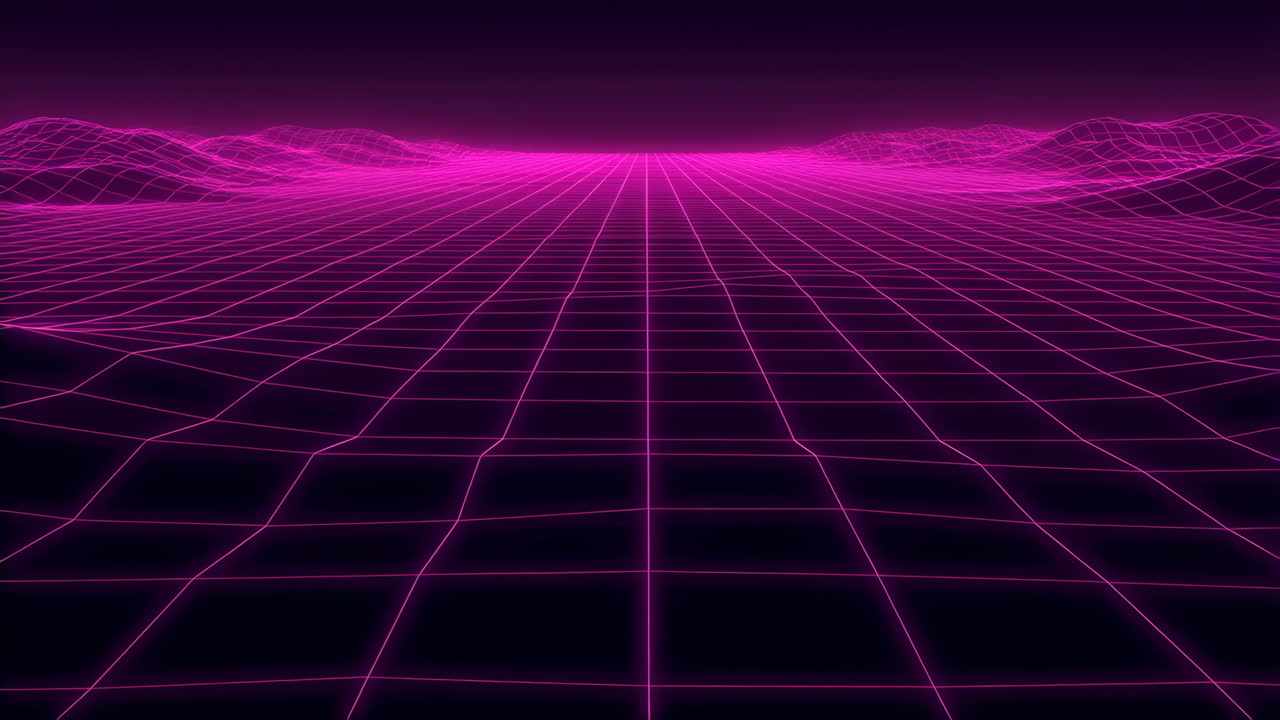 Retro Synthwave Pink Neon Grid Landscape