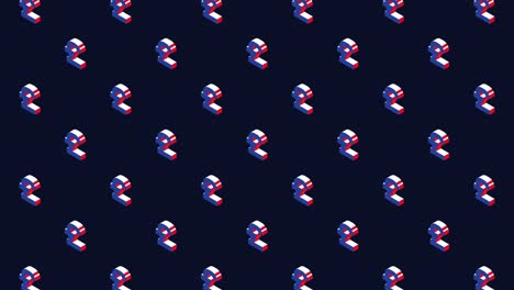 símbolos isométricos de franco suizo patrón animado en un fondo oscuro gráficos de animación de bucle sin costuras