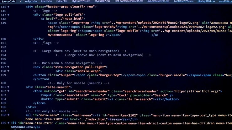 Udvikler gennemser HTML-kode på computerskærmen. Set forfra. HTML-websidekode, der ruller, programmering, abstrakt teknologibaggrund for softwareudvikler, computerscript-koncept. Scene D