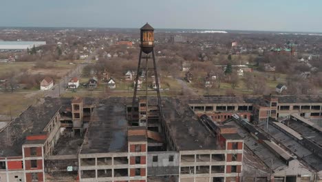 aerial view of the dilapidated packard automotive plant in detroit, michigan