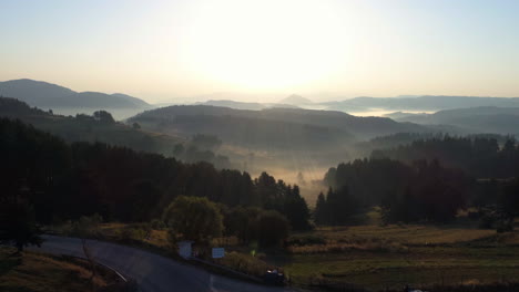 morning in the mountains, lakes, sunshine