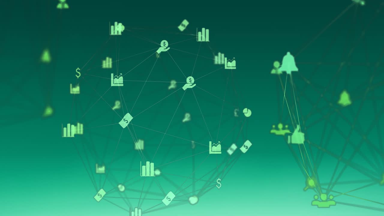 녹색 배경에 연결 네트워크의 애니메이션