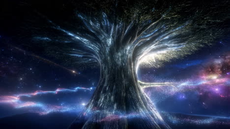cosmic tree amidst a starry galaxy