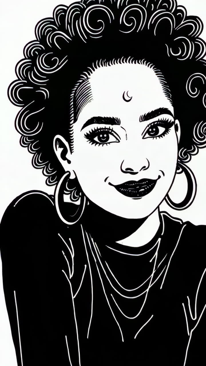 Black and White Stylized Portraits of a Woman