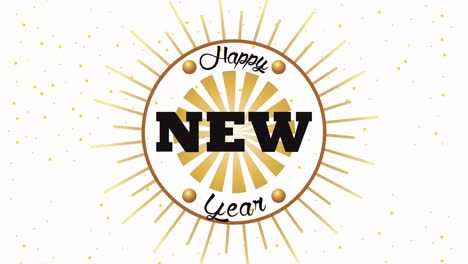 happy new year lettering card with circular frame