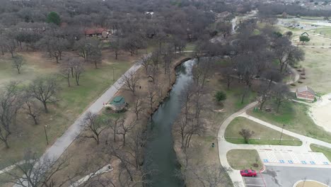 this is an aerial video of bear creek park in keller texas