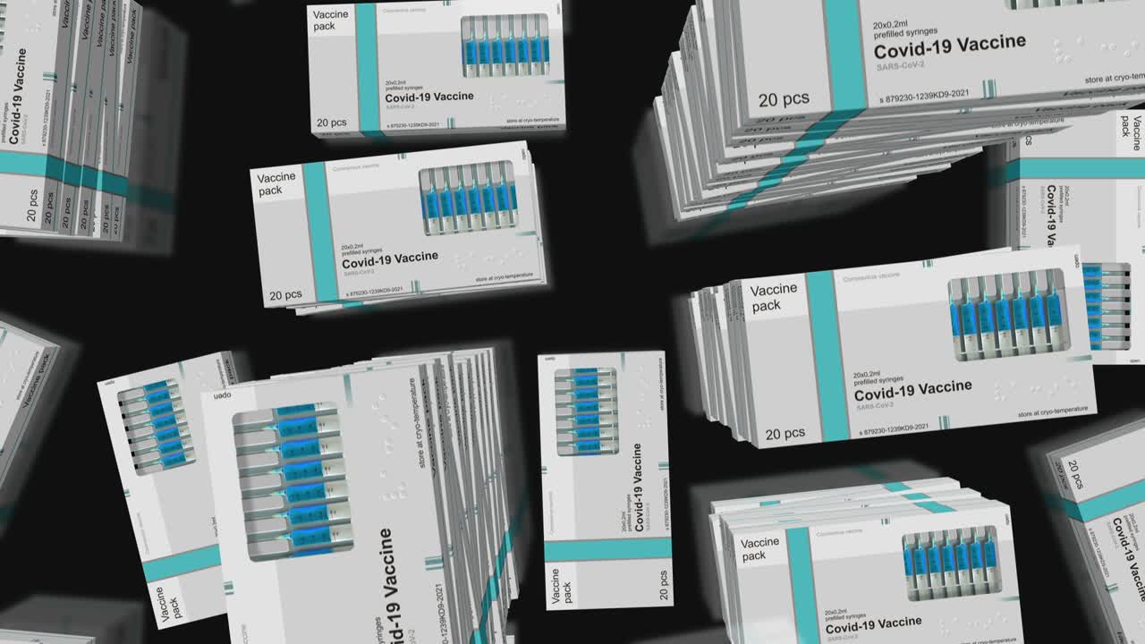 Covid-19 Vaccine doses in packs procurement loop animation