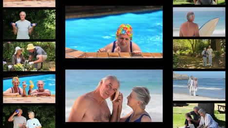 montaje de parejas de ancianos activos