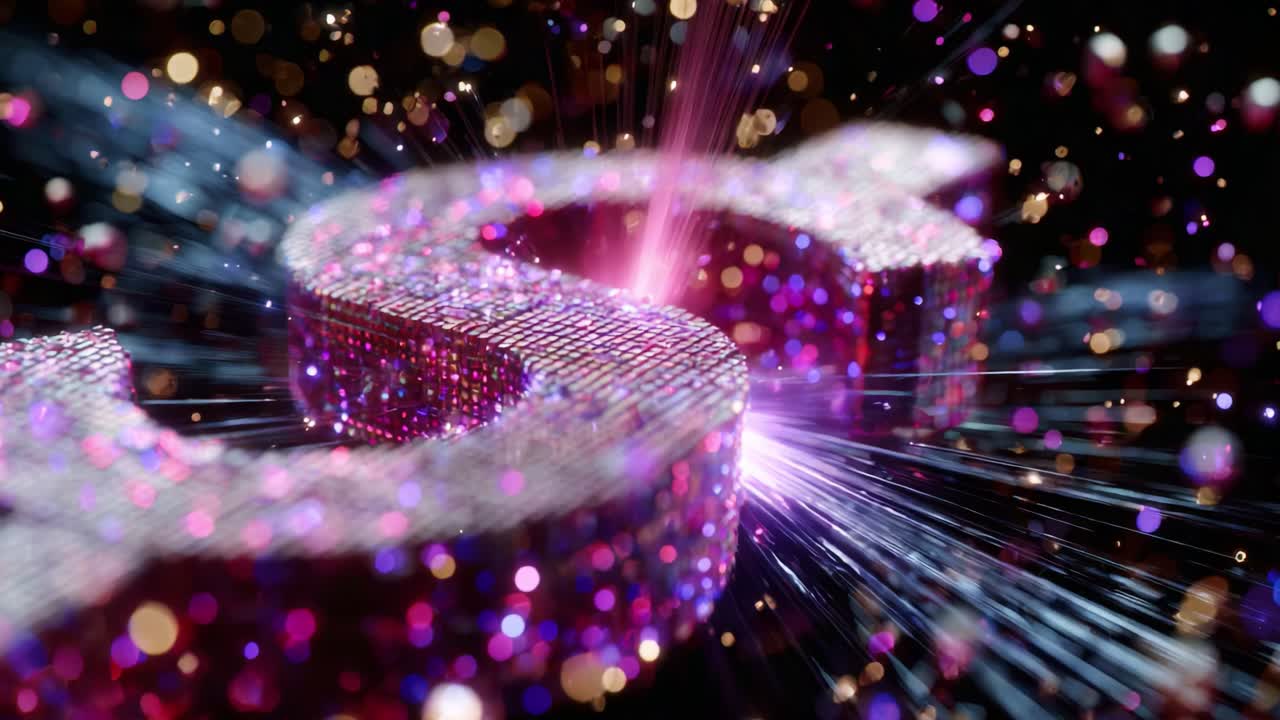 A mesmerizing visualization of sparkling digital currency symbols, radiating vibrant colors and shimmering particles, capturing the essence of wealth and innovation in a dynamic and captivating manner