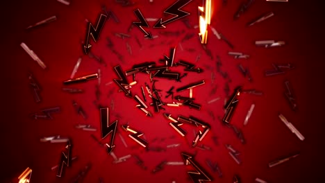 high voltage, lighting bolt, arrow, danger concept symbols, skeleton animation, background, rendering, loop
