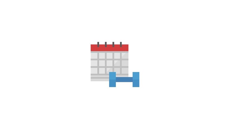 Icona Animata di Calendario e Manubrio per Programma di Fitness