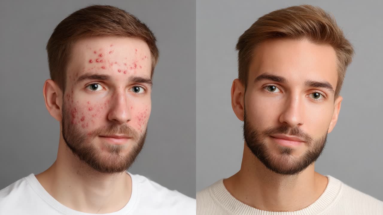 Trasformazione attraverso la cura della pelle: un incredibile percorso prima e dopo che evidenzia l'impatto del trattamento su acne e salute della pelle