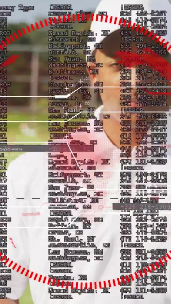 Vertical video: Cam panning as bowler lining red ball prepping bowl sports map scanning over ball