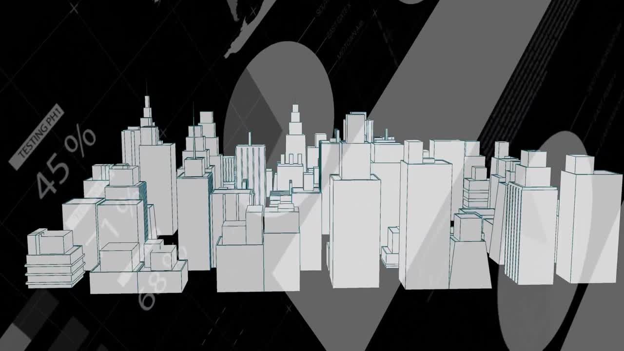 현대 도시 의 3차원 건축 모델 의 애니메이션