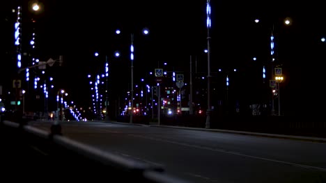 night city bridge with blue lights