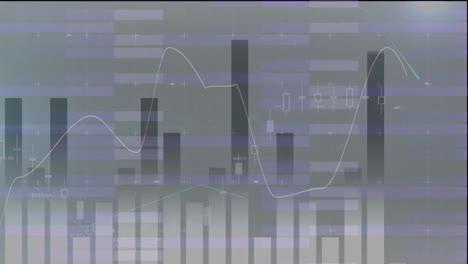 Animation-of-financial-data-and-graphs-over-grey-background