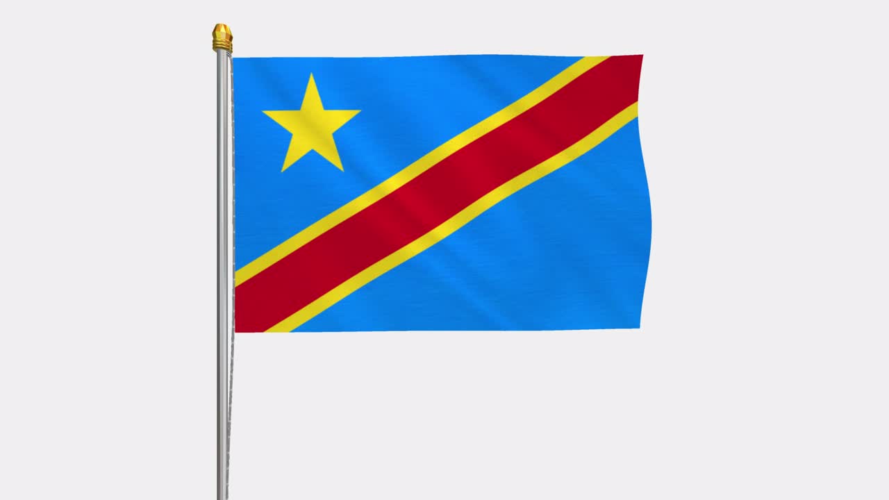 vídeo en bucle de la bandera de la república democrática del congo revoloteando en el viento, vídeo en cámara lenta de 4k, con canal alfa